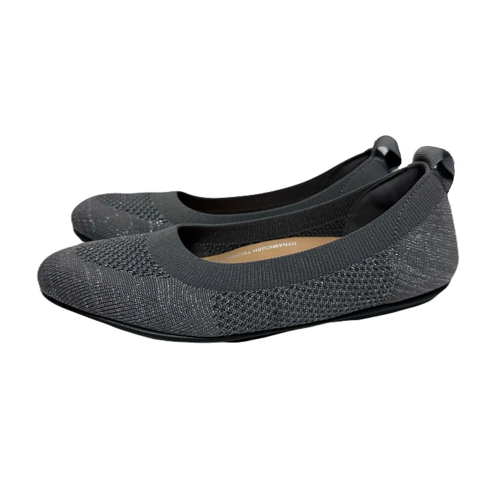 NEW fitflop Women Size 5 Allegro Knit Ballerina Flats Arch Support Metallic Grey